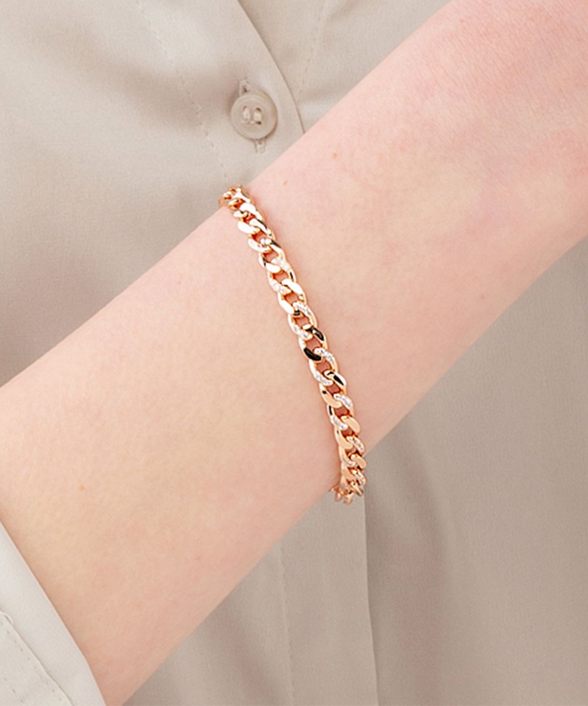 엘르주얼리(ELLEJEWELRY) 포인트 큐빅 체인 팔찌 ELBRBB069