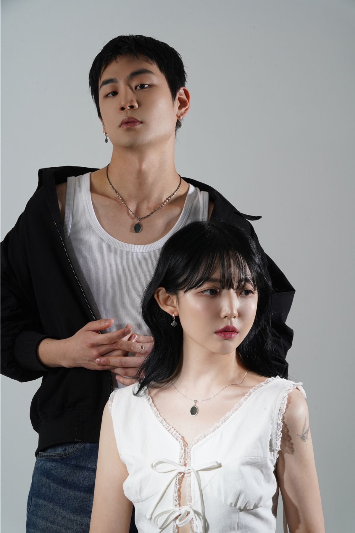 외사랑(OESALANG) 925silver 흑자개 목걸이 Textured