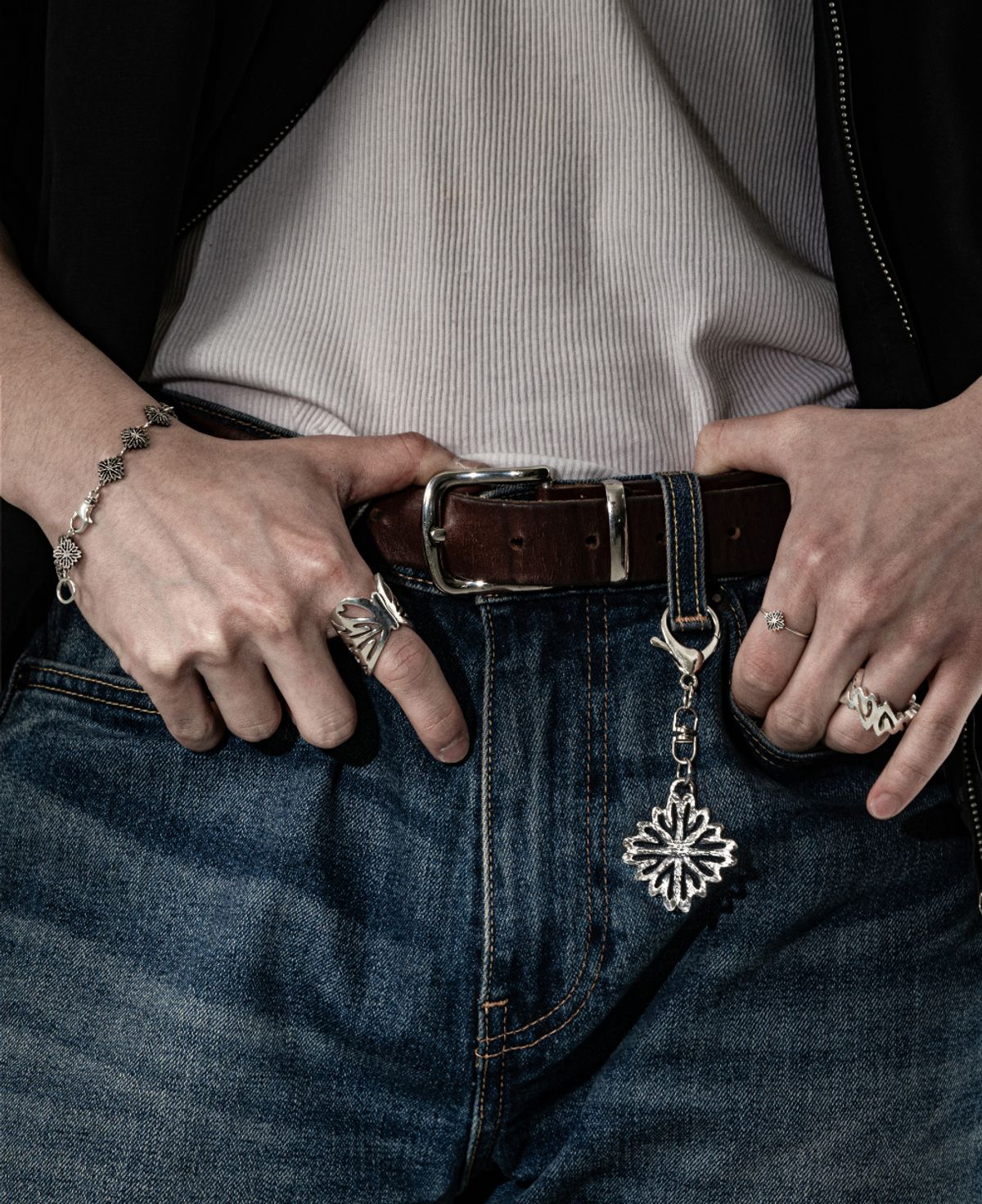 외사랑(OESALANG) 925silver CLOVER texture key ring