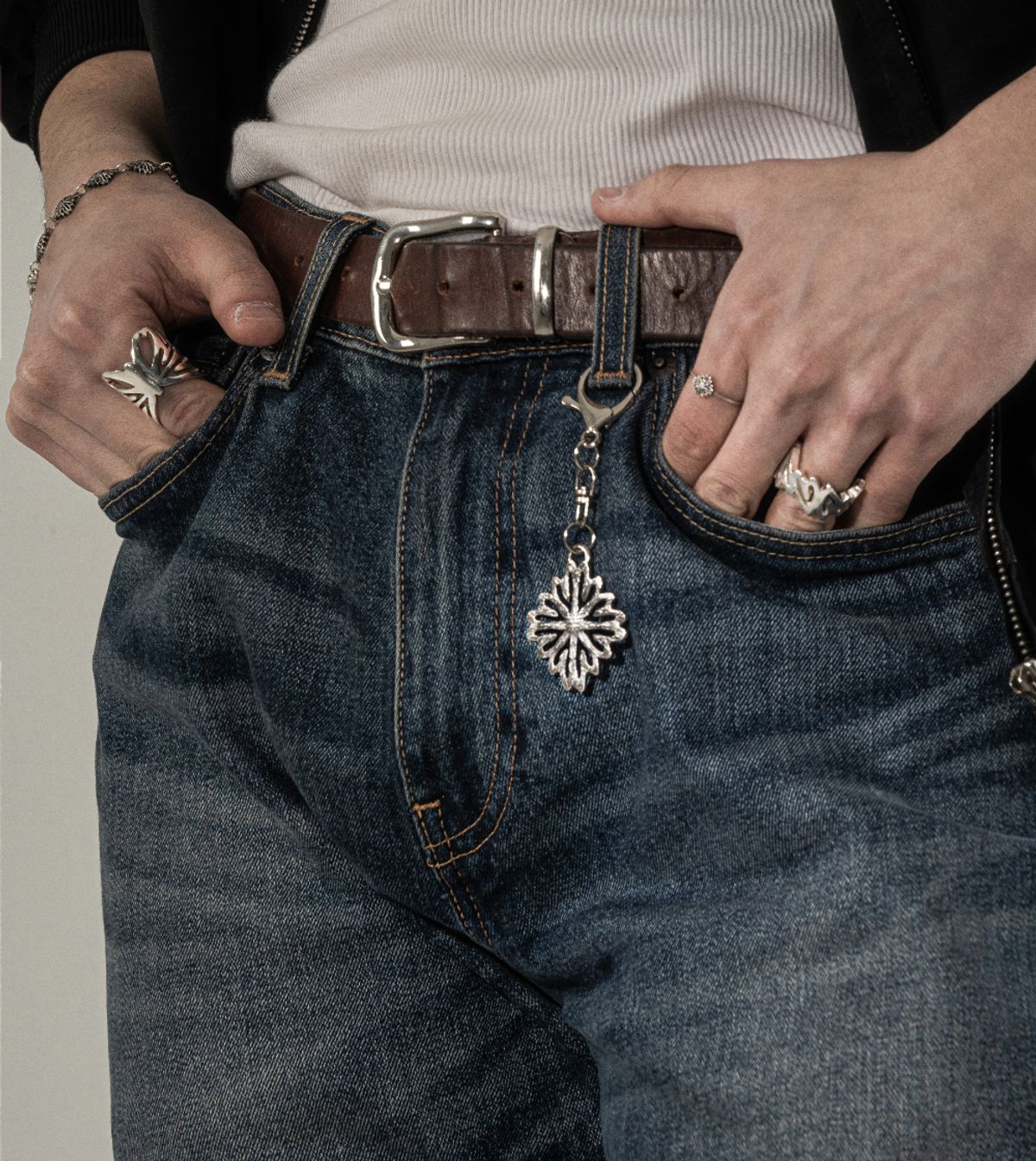 외사랑(OESALANG) 925silver CLOVER texture key ring