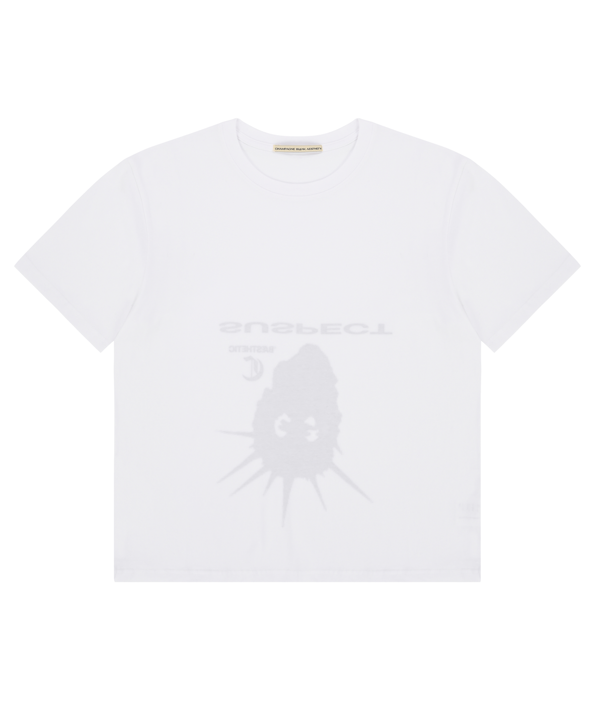샴페인 블랭크 에스테틱(CHAMPAGNE BLANK AESTHETIC) SUSPECT 1/2 T-SHIRTS WHITE