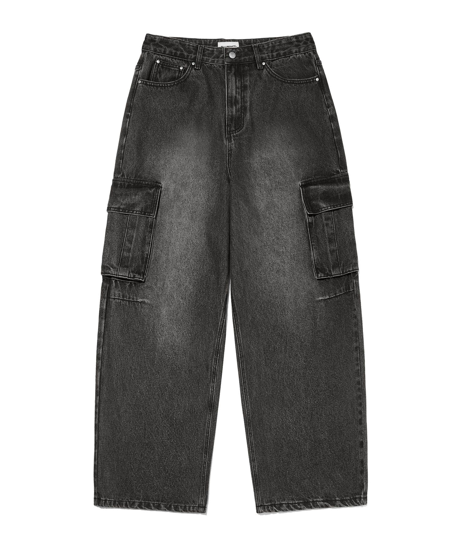 MUSINSA | FILLUMINATE Washed Denim Cargo Pants-Black