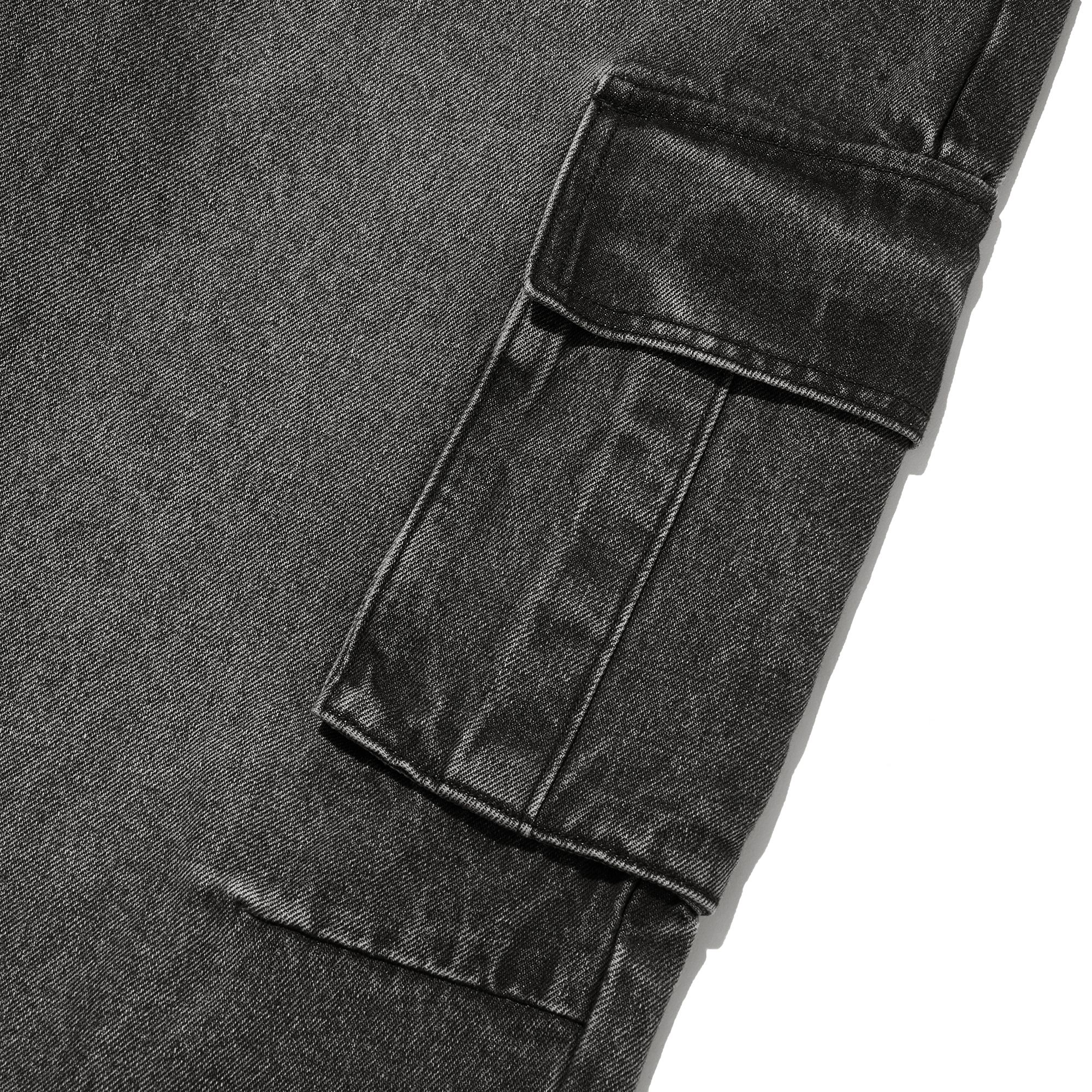MUSINSA | FILLUMINATE Washed Denim Cargo Pants-Black