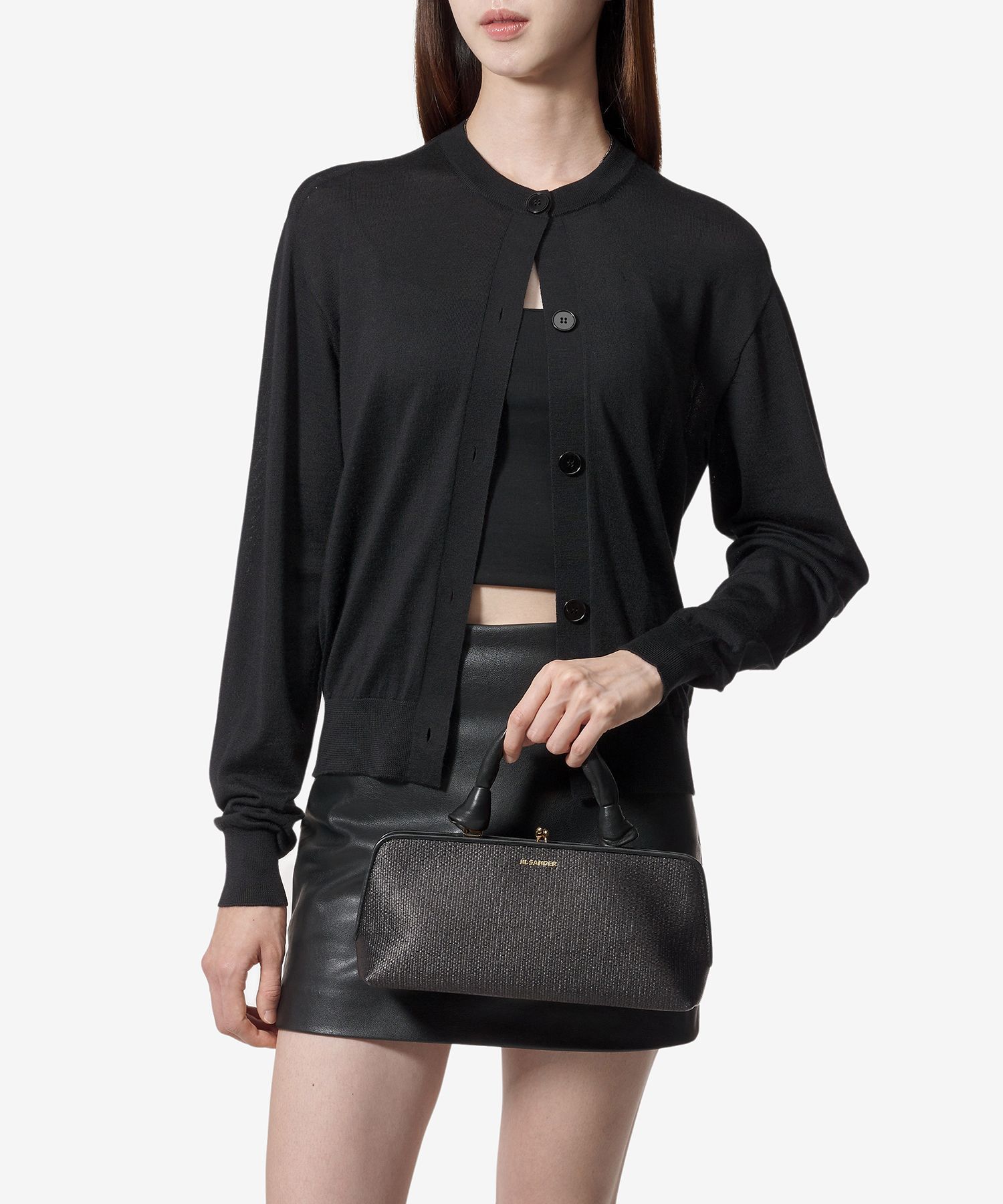 MUSINSA | JIL SANDER Small Goji Raffia Tote Bag - Black