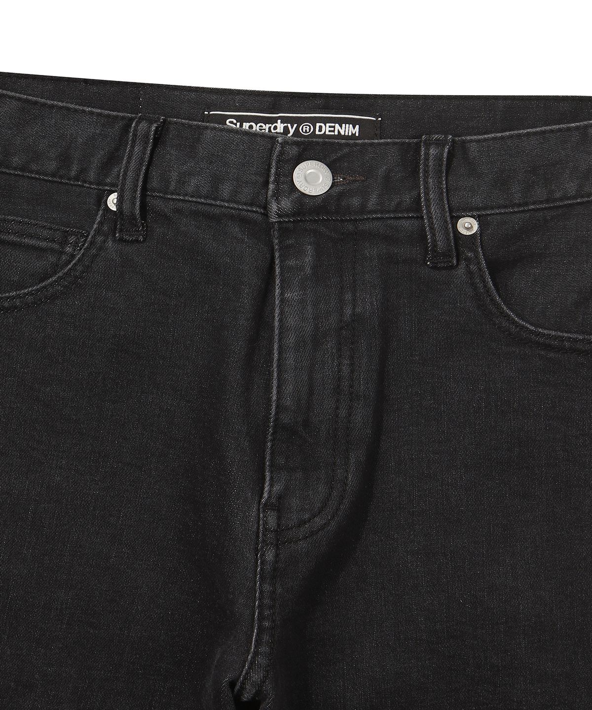 슈퍼드라이(SUPERDRY) W 아이코닉 스트레이트 데님 팬츠 블랙