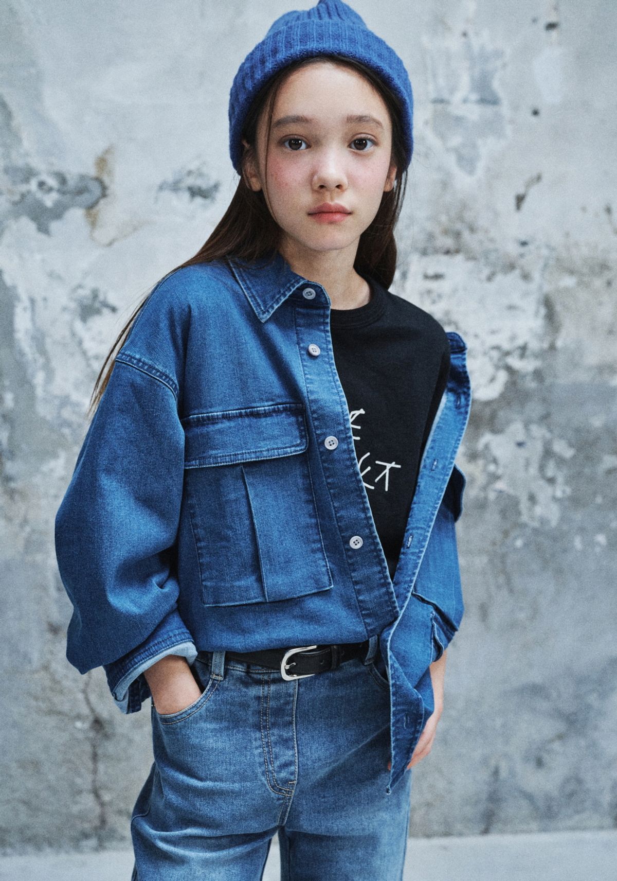 블루테일(BLUETAIL) 워크웨어 블루 데님 셔츠