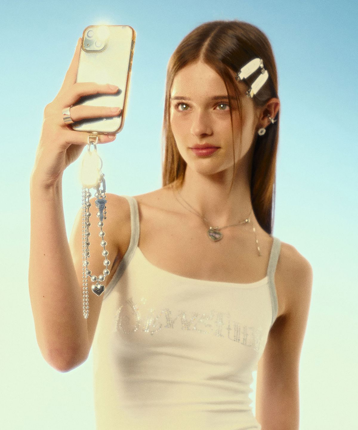 센티멍(SENTIMENTS) NO.488 [SILVER] BRIMFUL BALL CHAIN PHONE GRIP