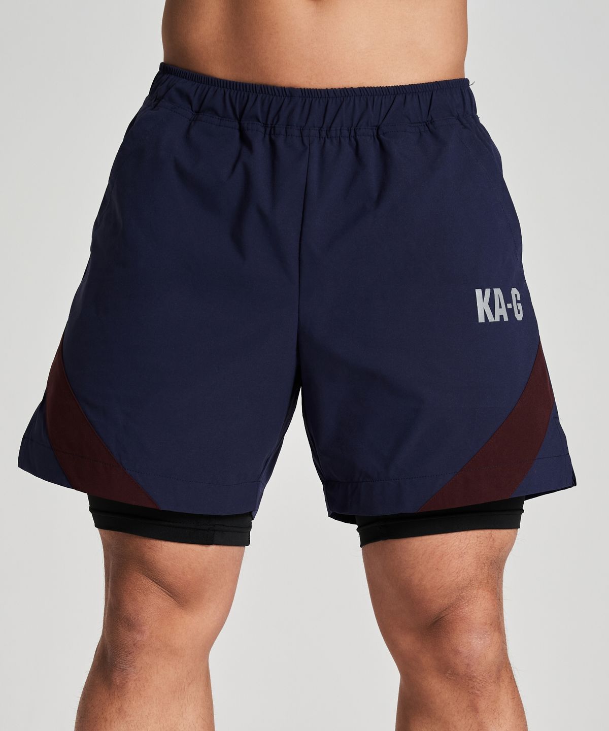카키그라도(KHAKI GRADO) PFU 투인원 배색 쇼츠 (Navy-Burgundy)