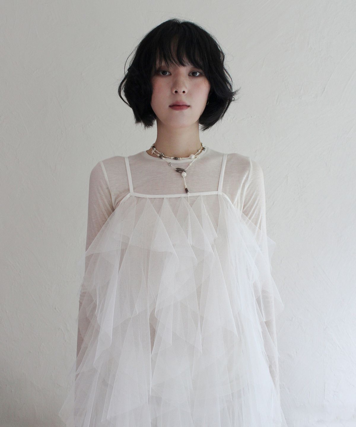 루바티(RUBATI) 에어리 튤 레이스 레이어링 드레스_화이트
