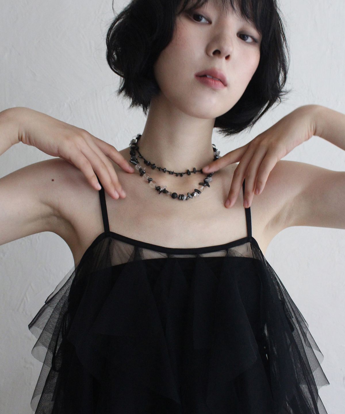 루바티(RUBATI) 에어리 튤 레이스 레이어링 드레스_블랙