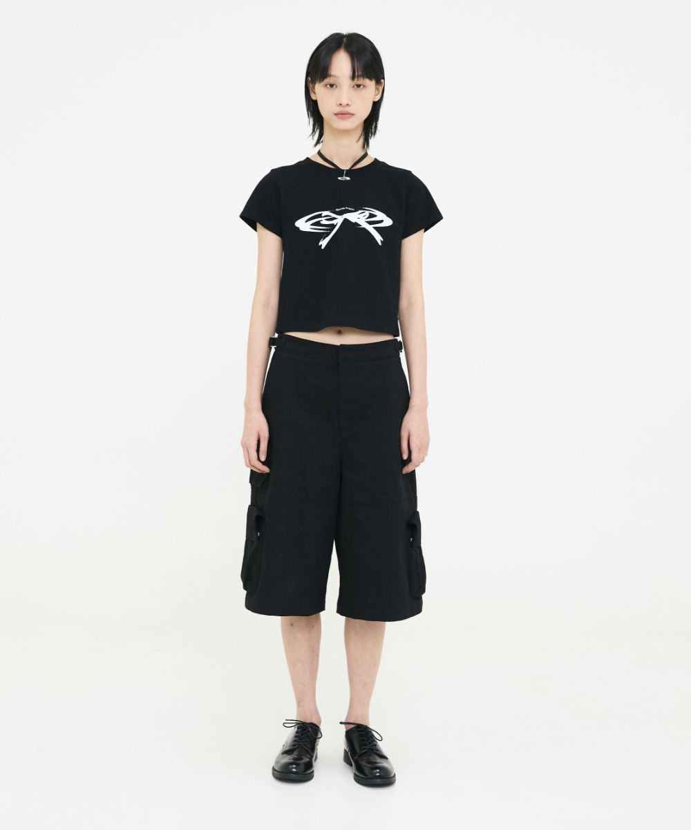 MUSINSA公式 | OPENING PROJECT W Cropped Ribbon Half T Shirt