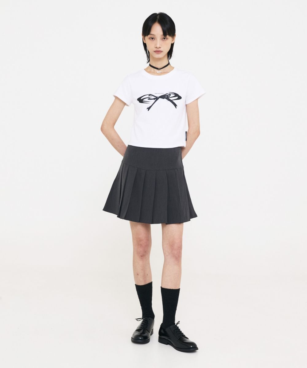 【OPENING PROJECT】24fw W Cropped Ribbon Half T Shirt MUSINSA | OPENING PROJECT W Cropped Ribbon Half T Shirt - Black