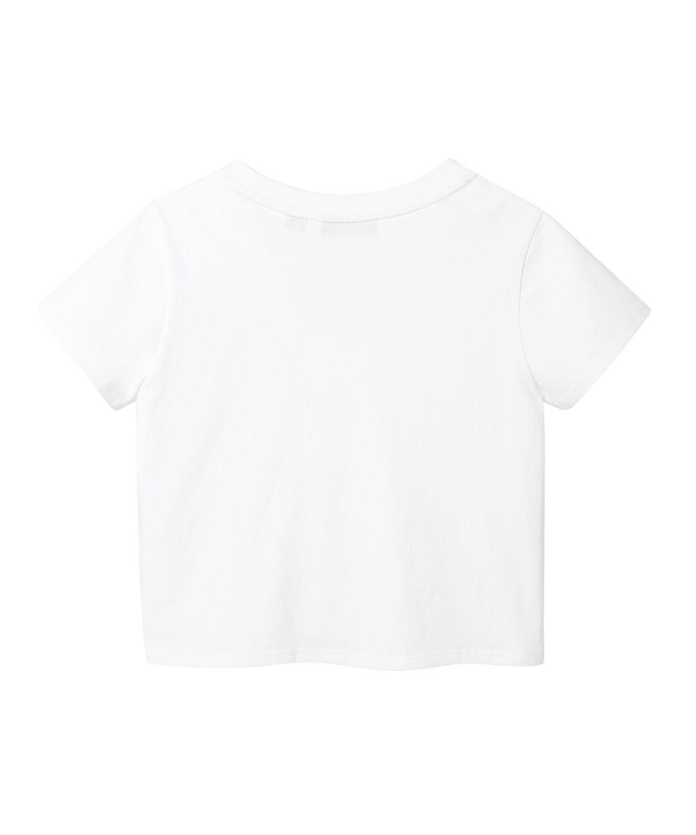 MUSINSA | OPENING PROJECT W Cropped Ribbon Half T Shirt - White