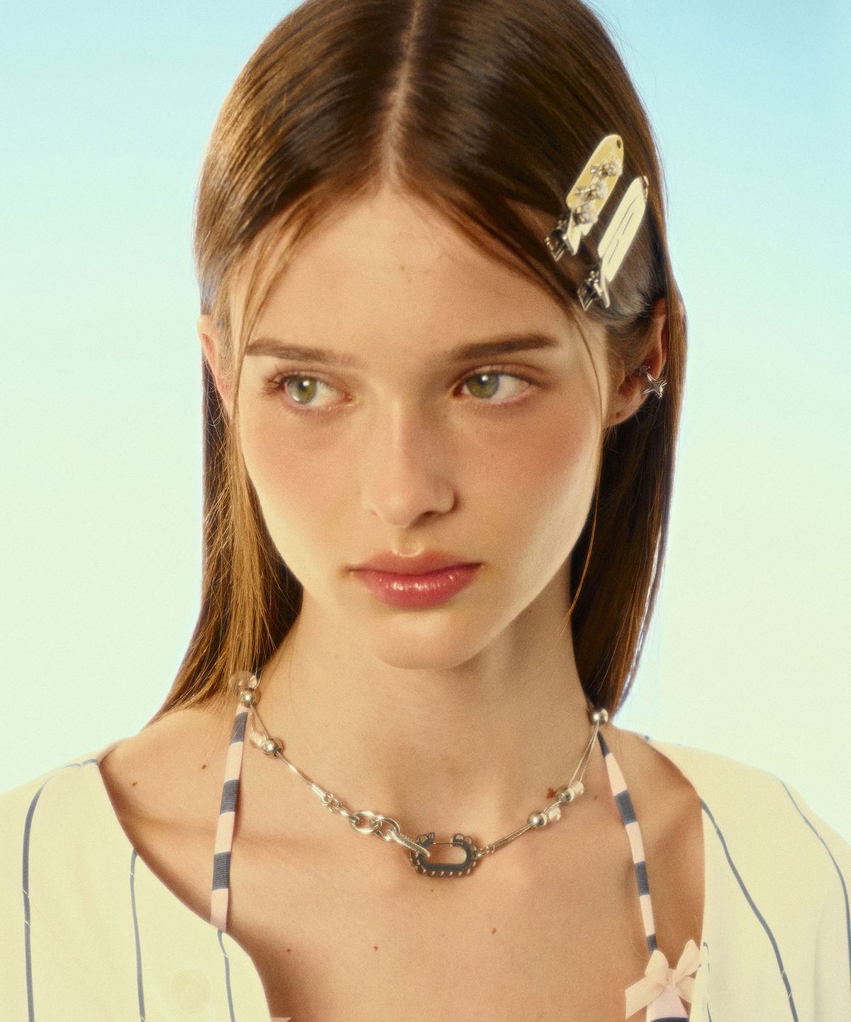 센티멍(SENTIMENTS) NO.543 [SILVER] SURFBOARD CRYSTAL STAR HAIR PIN
