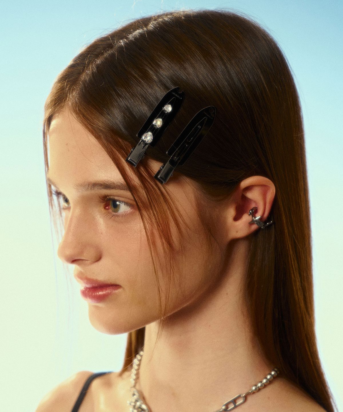 센티멍(SENTIMENTS) NO.544 [BLACK] SURFBOARD CRYSTAL HEART HAIR PIN