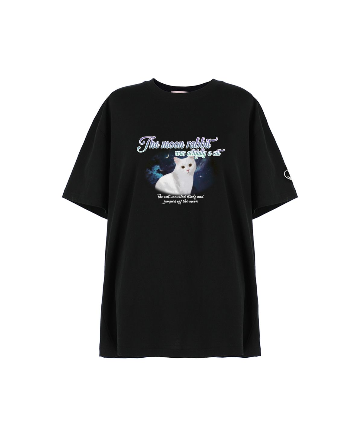 루루슈(LULUCHOU) Actually a Cat T-shirt - BLACK
