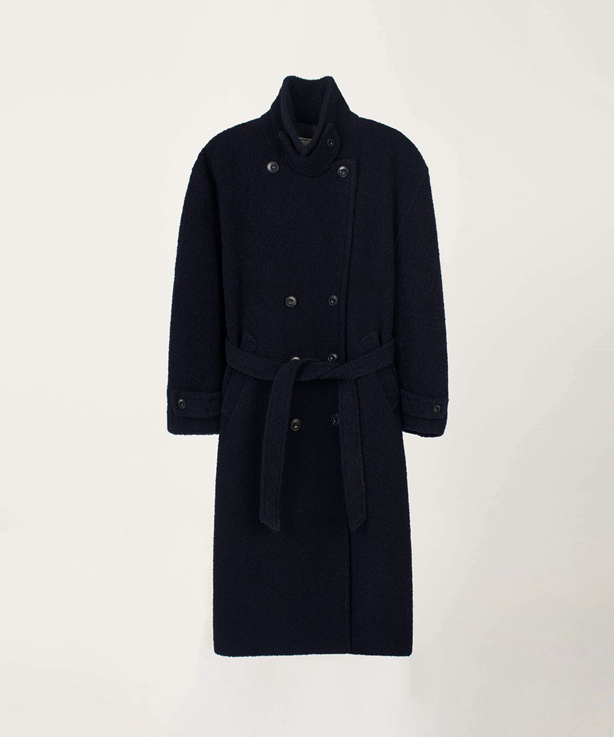 오버듀플레어(OVERDUEFLAIR) ALPACA BELTED DOUBLE COAT_NAVY