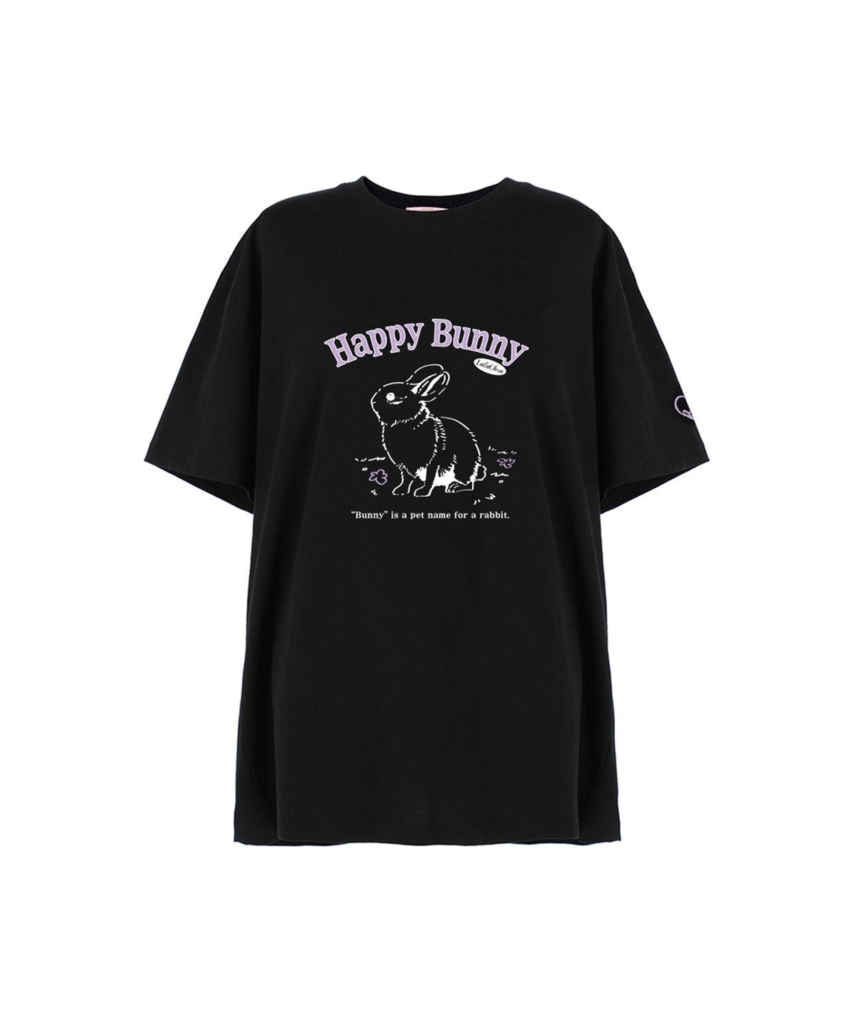 루루슈(LULUCHOU) Happy Bunny T-shirt - BLACK