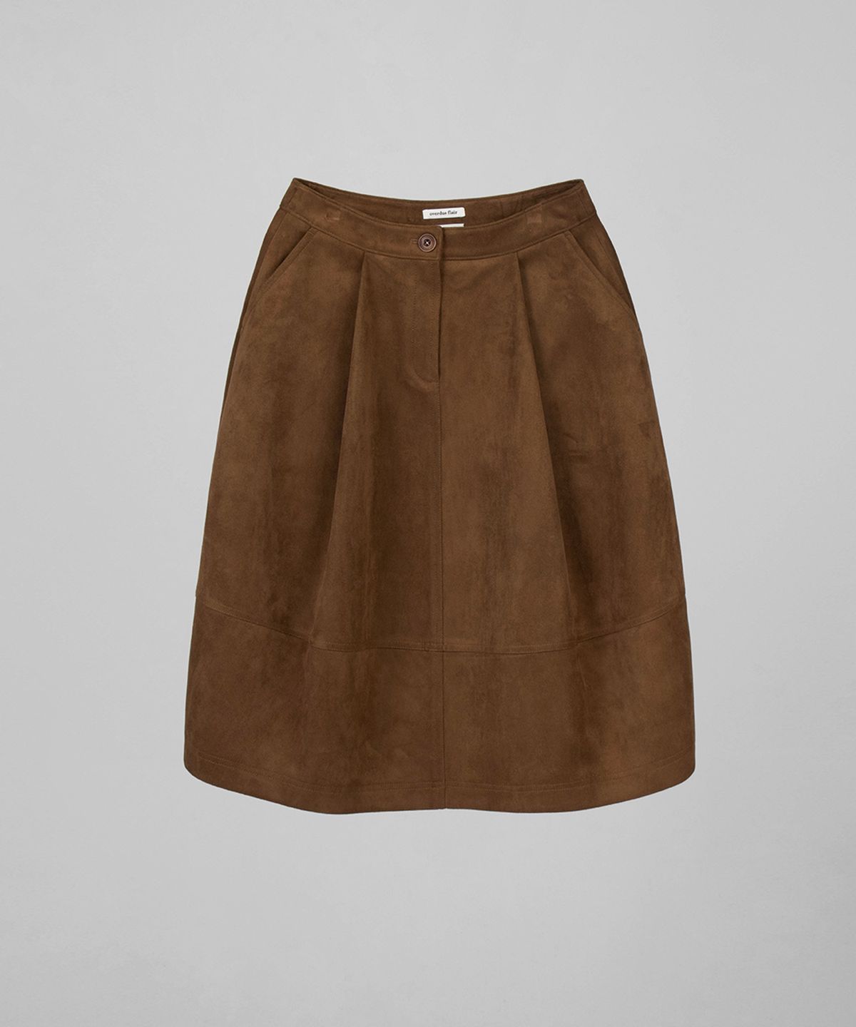 오버듀플레어(OVERDUEFLAIR) VOLUME SUEDE SKIRT_CAMEL
