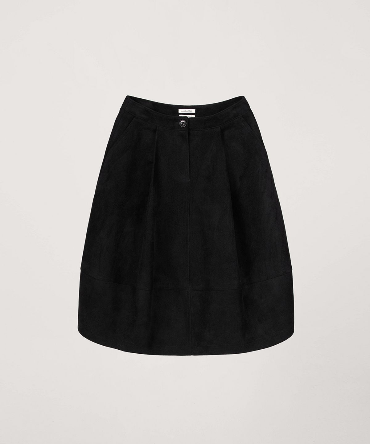 오버듀플레어(OVERDUEFLAIR) VOLUME SUEDE SKIRT_BLACK