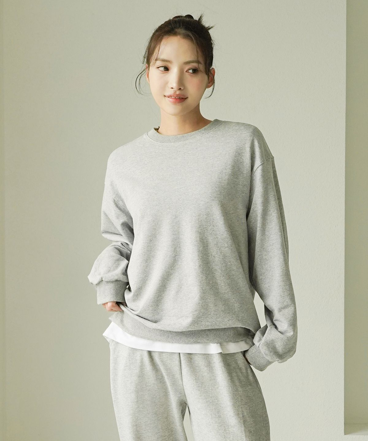 파란(PALAN) 넉넉 남녀공용 미니쭈리 무지 맨투맨