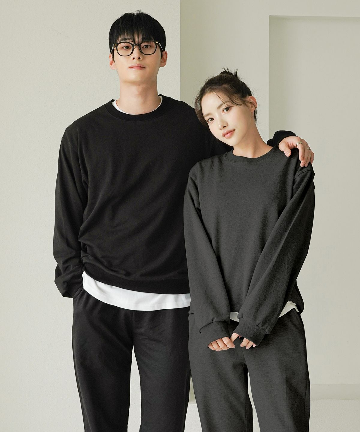 파란(PALAN) 넉넉 남녀공용 미니쭈리 무지 맨투맨