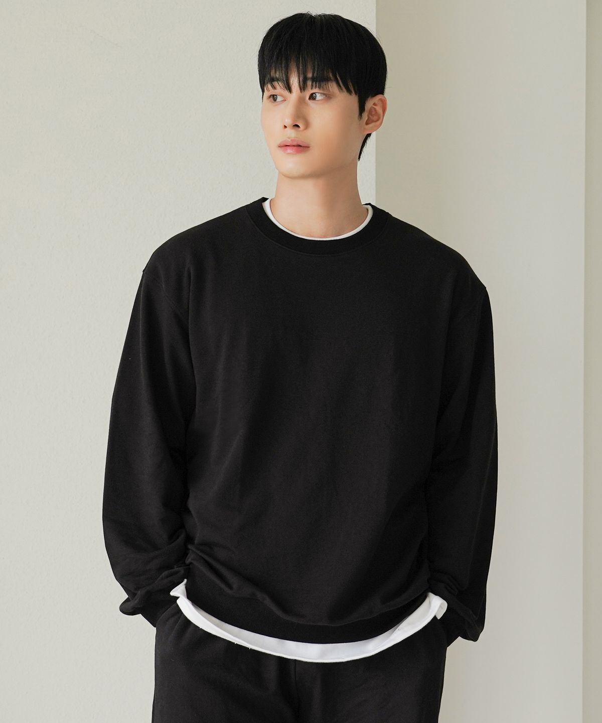 파란(PALAN) 넉넉 남녀공용 미니쭈리 무지 맨투맨