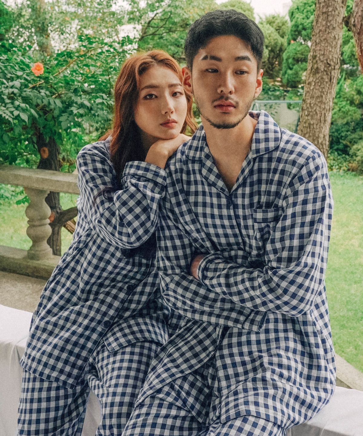 파란(PALAN) 네이비체크 순면 잠옷세트 홈웨어 커플파자마