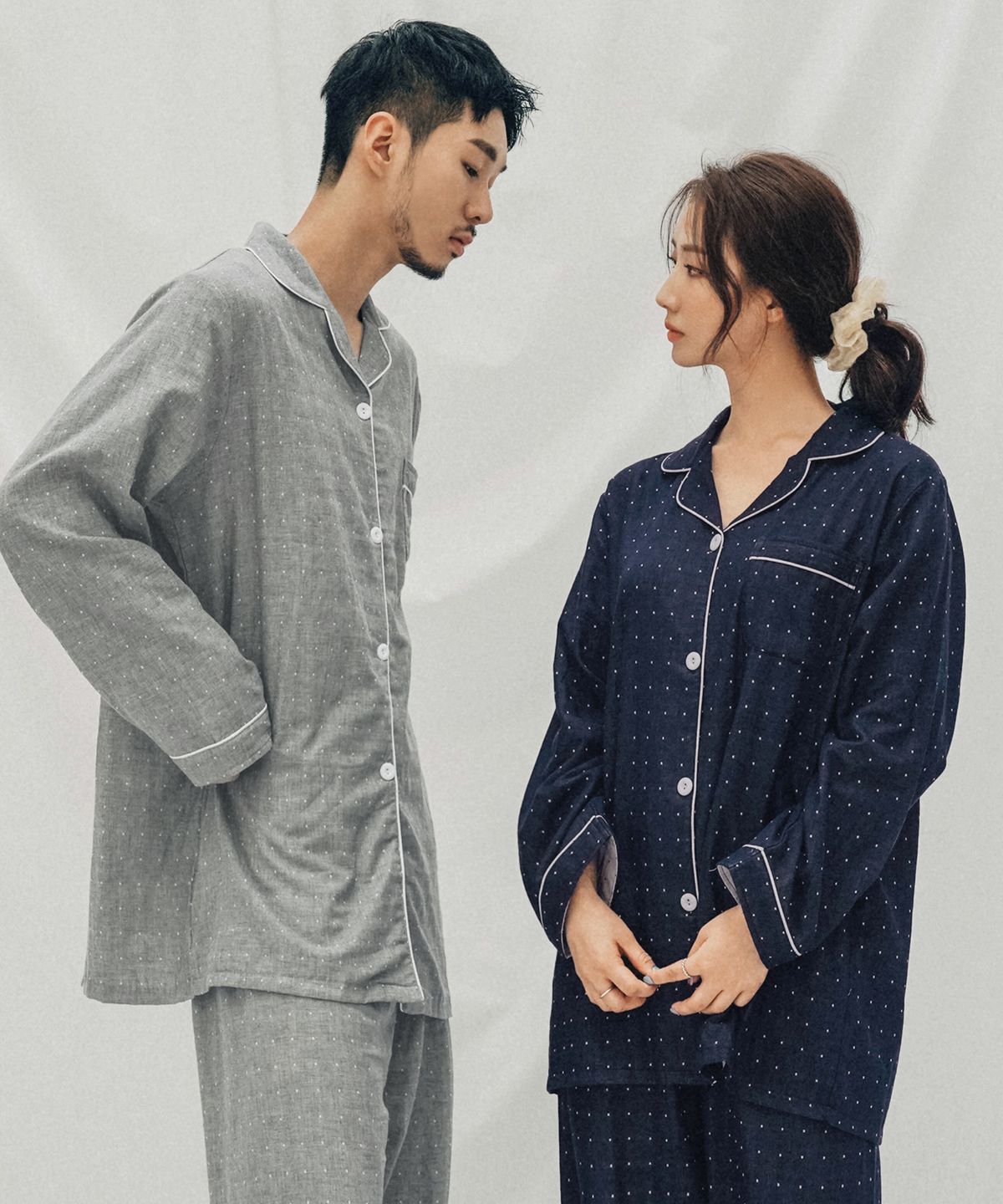 파란(PALAN) 데일리도트 순면 커플 잠옷 파자마 세트