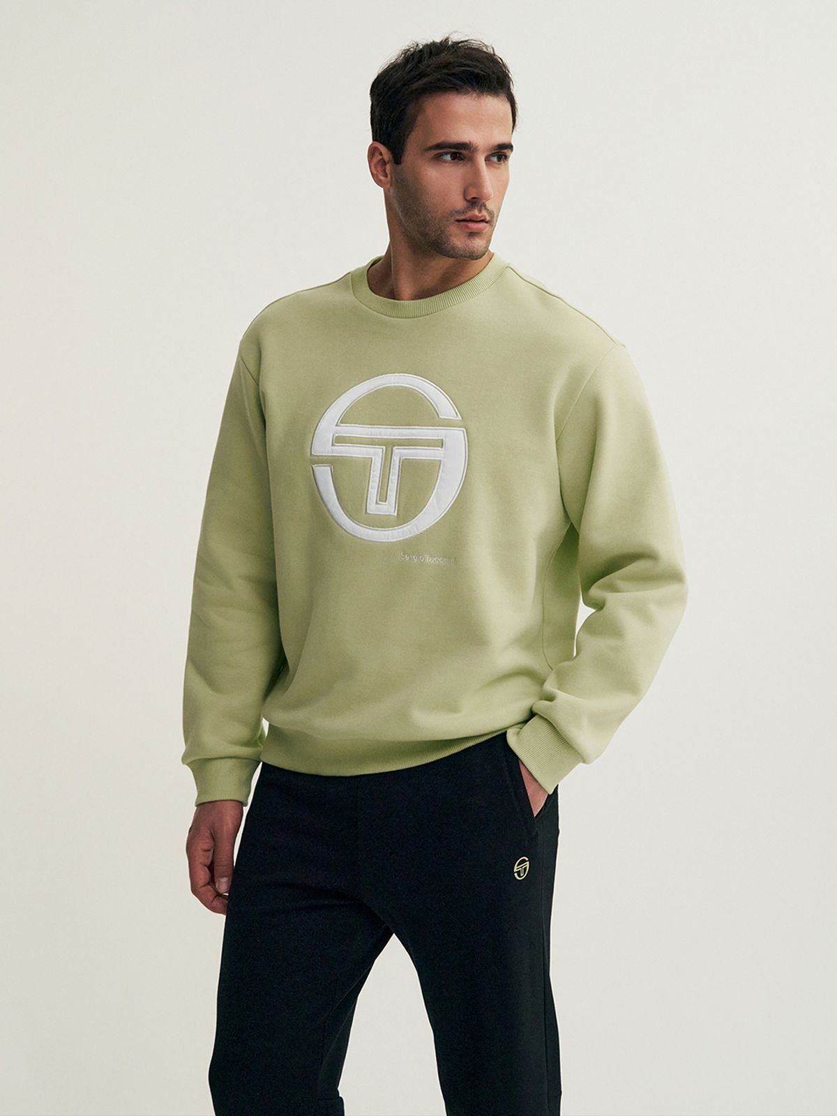 세르지오 타키니(SERGIO TACCHINI) M 데일리 기모 빅로고 맨투맨 (Olive)