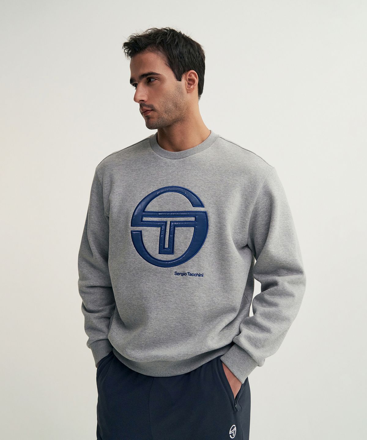 세르지오 타키니(SERGIO TACCHINI) M 데일리 기모 빅로고 맨투맨 (Melange Grey)