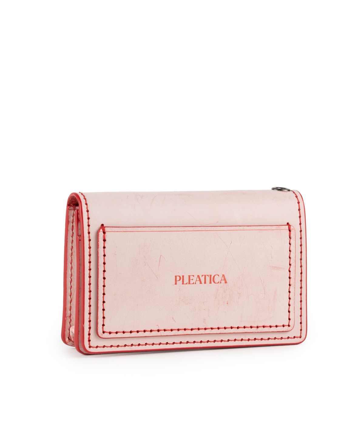 플리티카(PLEATICA) 리멤버 카드명함지갑 화이트레드 / 이태리 베지터블가죽