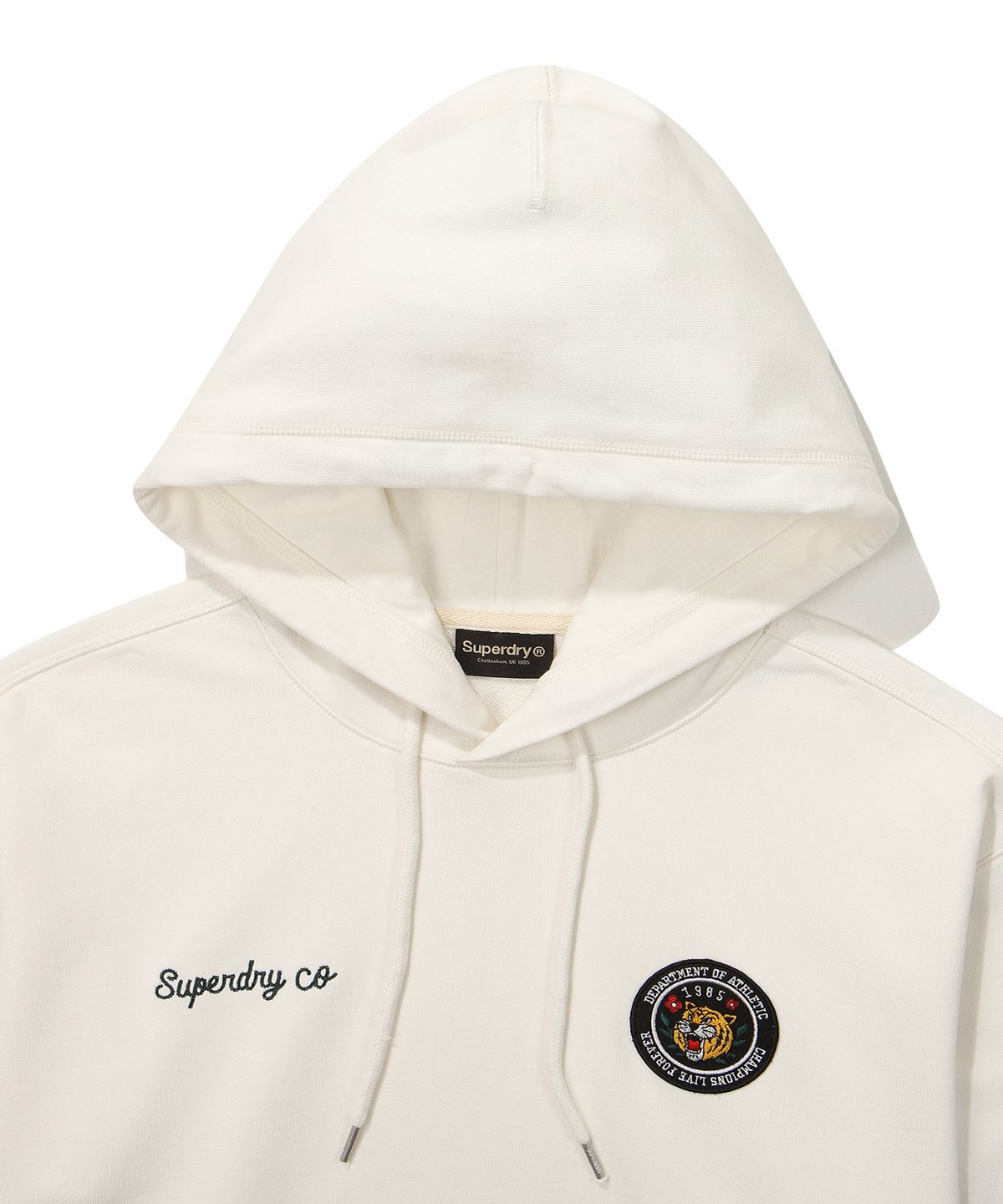 슈퍼드라이(SUPERDRY) 바시티 타이거 후드티셔츠 아이보리