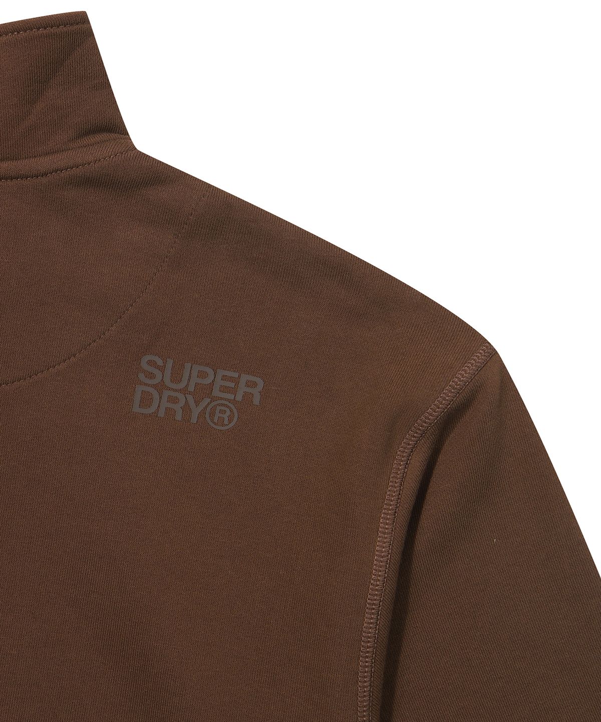 슈퍼드라이(SUPERDRY) 빈티지 로고 하프 집업 맨투맨 브라운