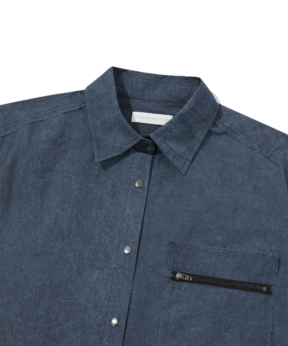 에피소드 언타이틀(EPISODE UNTITLED) METAL CUT-OFF POINT DYEING HALF SLEEVES SHIRTS_NAVY