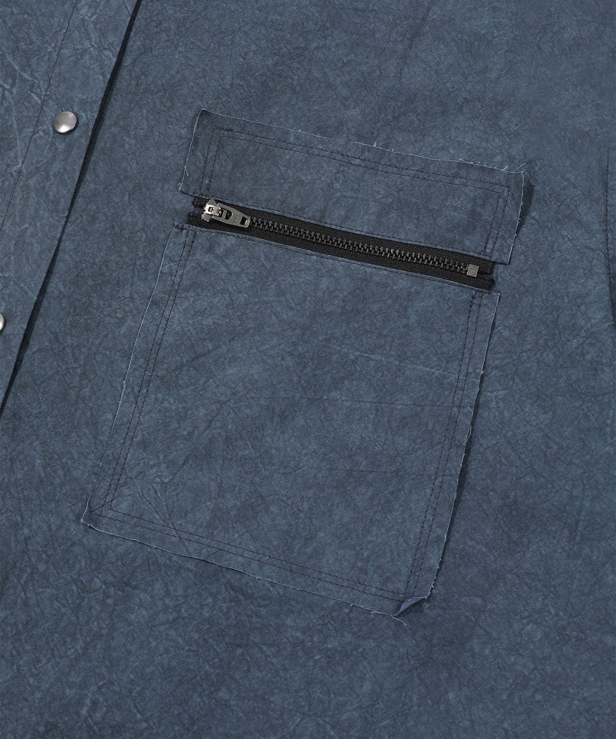 에피소드 언타이틀(EPISODE UNTITLED) METAL CUT-OFF POINT DYEING HALF SLEEVES SHIRTS_NAVY