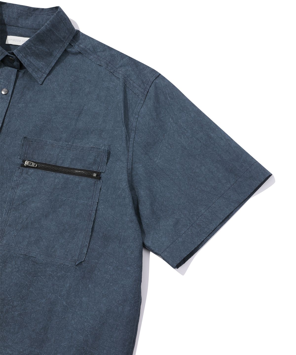 에피소드 언타이틀(EPISODE UNTITLED) METAL CUT-OFF POINT DYEING HALF SLEEVES SHIRTS_NAVY