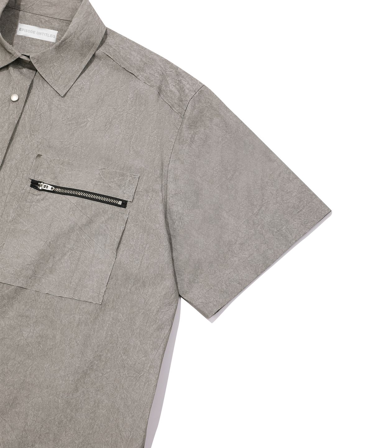 에피소드 언타이틀(EPISODE UNTITLED) METAL CUT-OFF POINT DYEING HALF SLEEVES SHIRTS_KHAKI