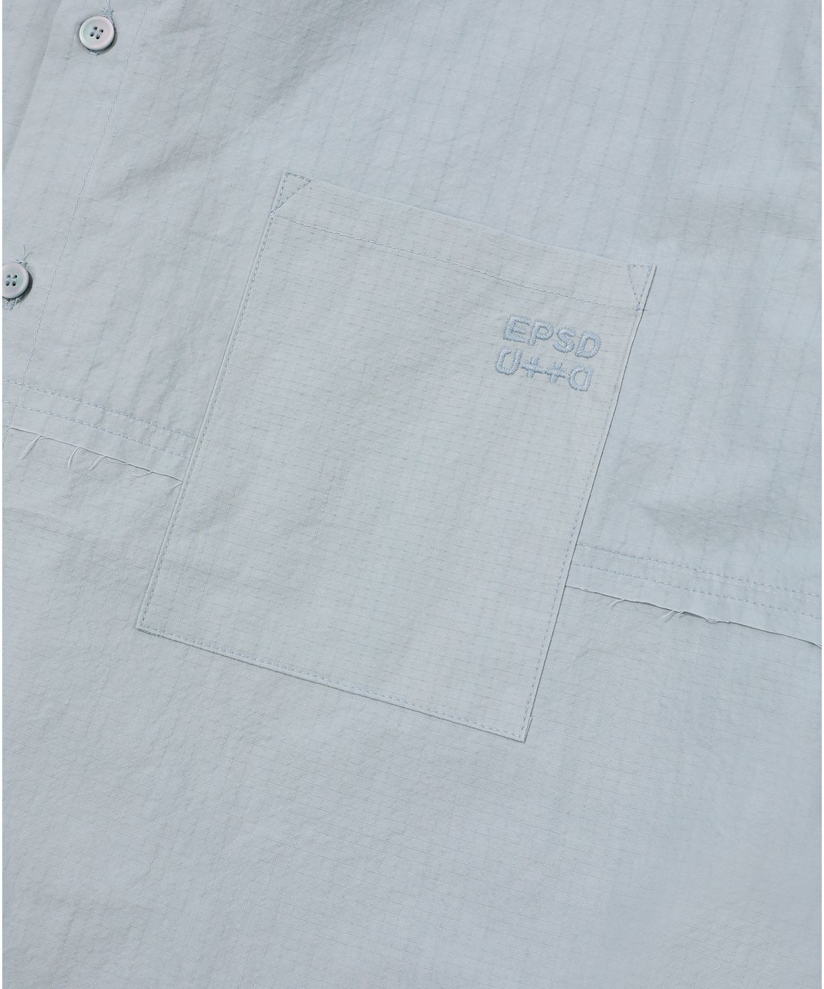 에피소드 언타이틀(EPISODE UNTITLED) MATCH CHECK POCKET HALF SLEEVES SHIRTS_GREY BLUE