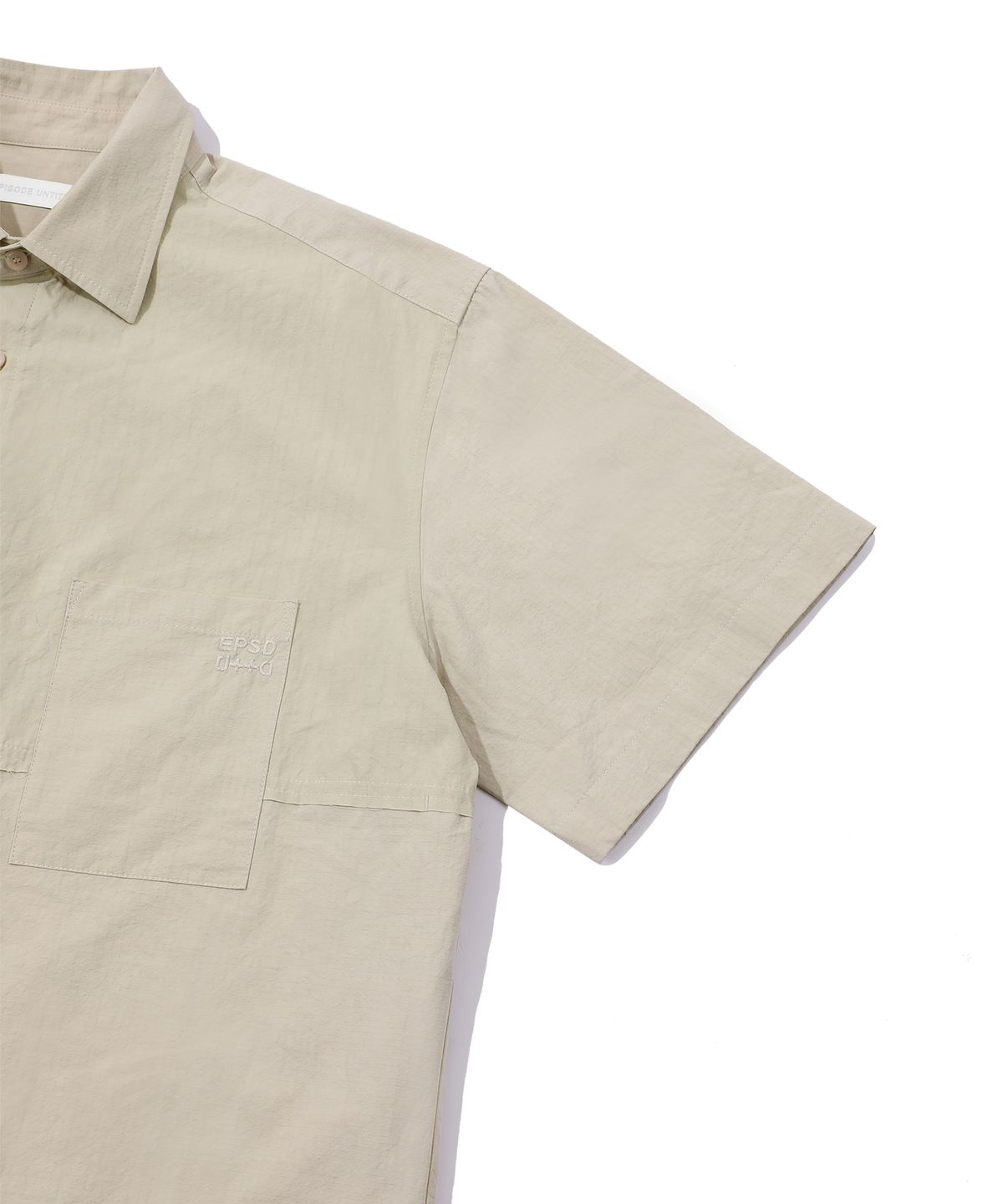 에피소드 언타이틀(EPISODE UNTITLED) MATCH CHECK POCKET HALF SLEEVES SHIRTS_BEIGE