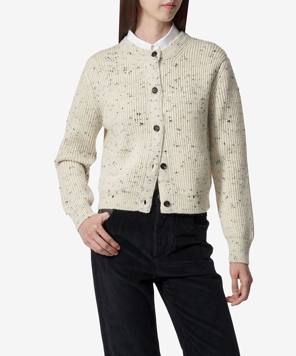 보테가베네타(BOTTEGA VENETA) 텍스처드 울 리브 가디건 - 도브 / 791691V4AO09317