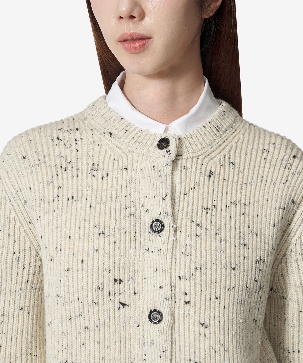 보테가베네타(BOTTEGA VENETA) 텍스처드 울 리브 가디건 - 도브 / 791691V4AO09317