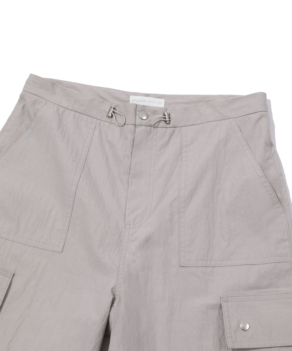 에피소드 언타이틀(EPISODE UNTITLED) STRING LOGO PRINT BERMUDA CARGO PANTS_GREY