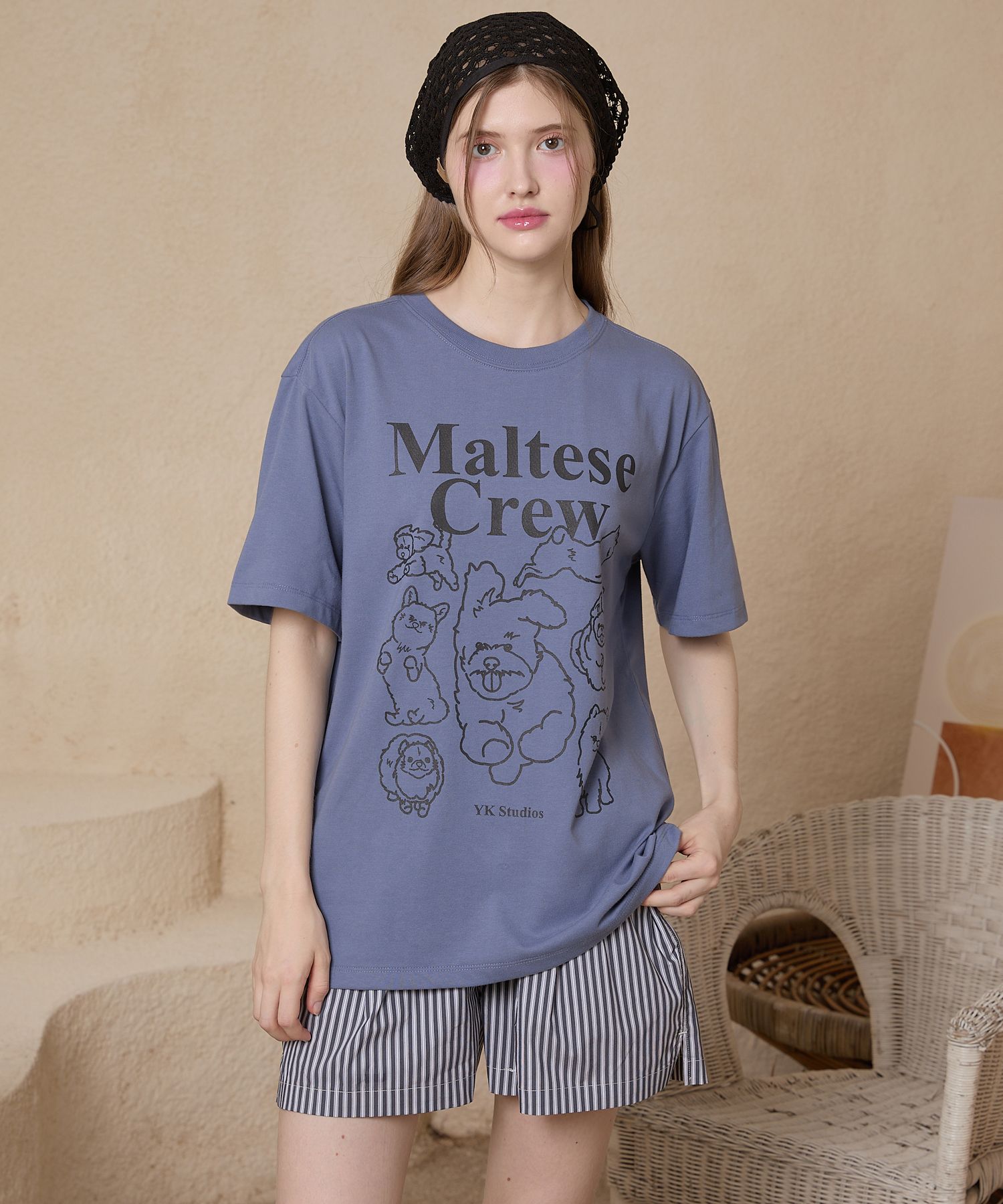 ★WAIKEI★ Maltese Crew Line Graphic Short Sleeve T-Shirt Du MUSINSA | WAI KEI Maltese Crew Line Graphic Short-sleeved T