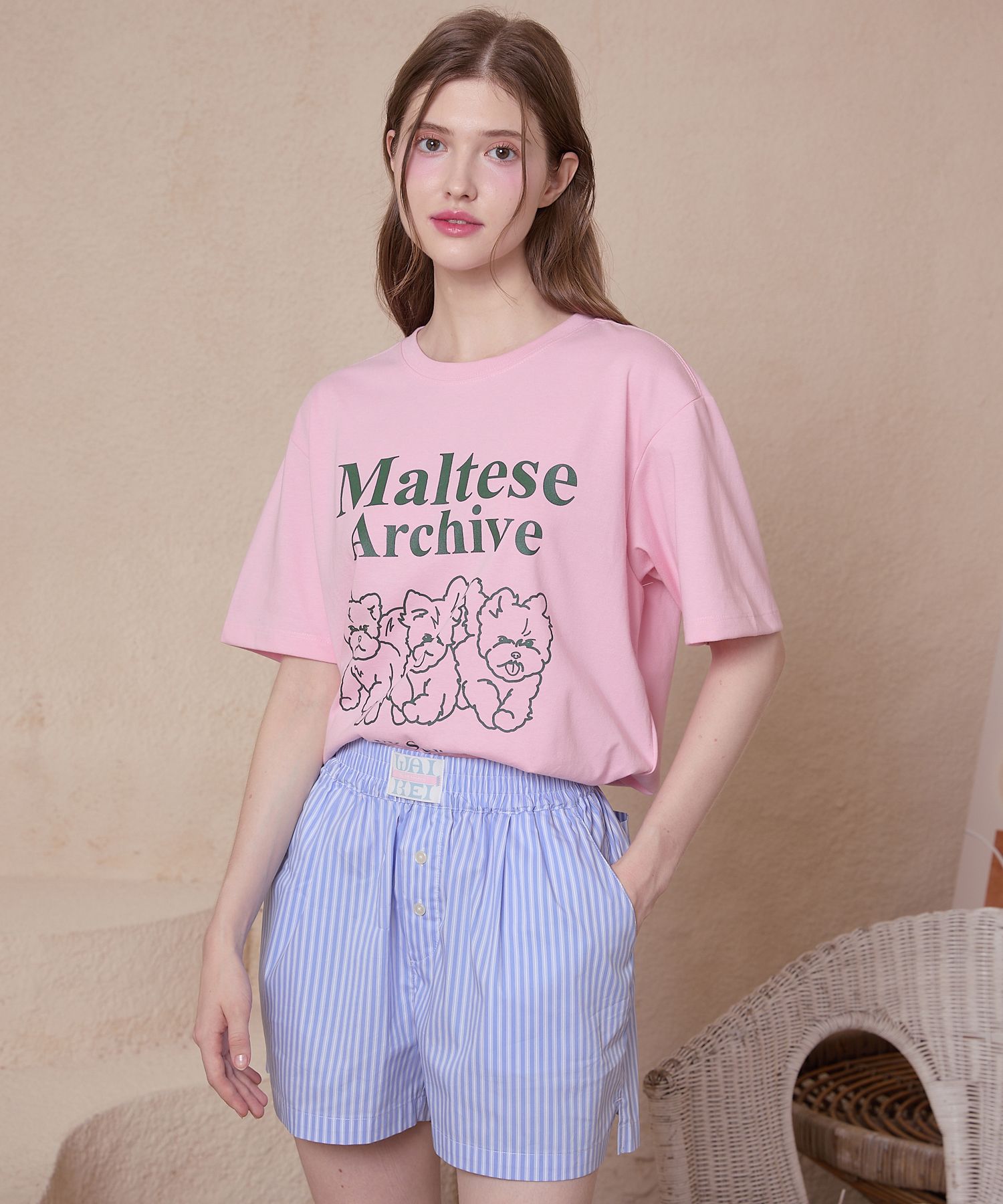 MUSINSA | WAI KEI Maltese archive line graphic half sleeve T