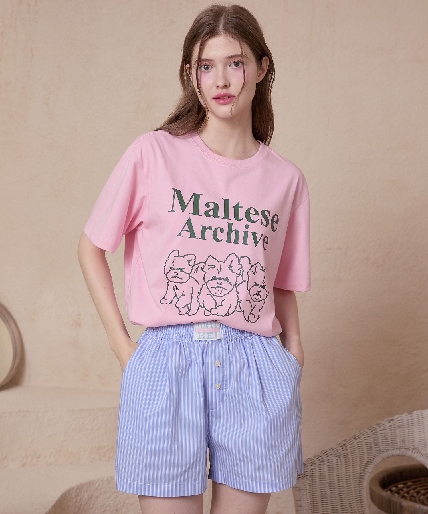 MUSINSA | WAI KEI Maltese archive line graphic half sleeve T