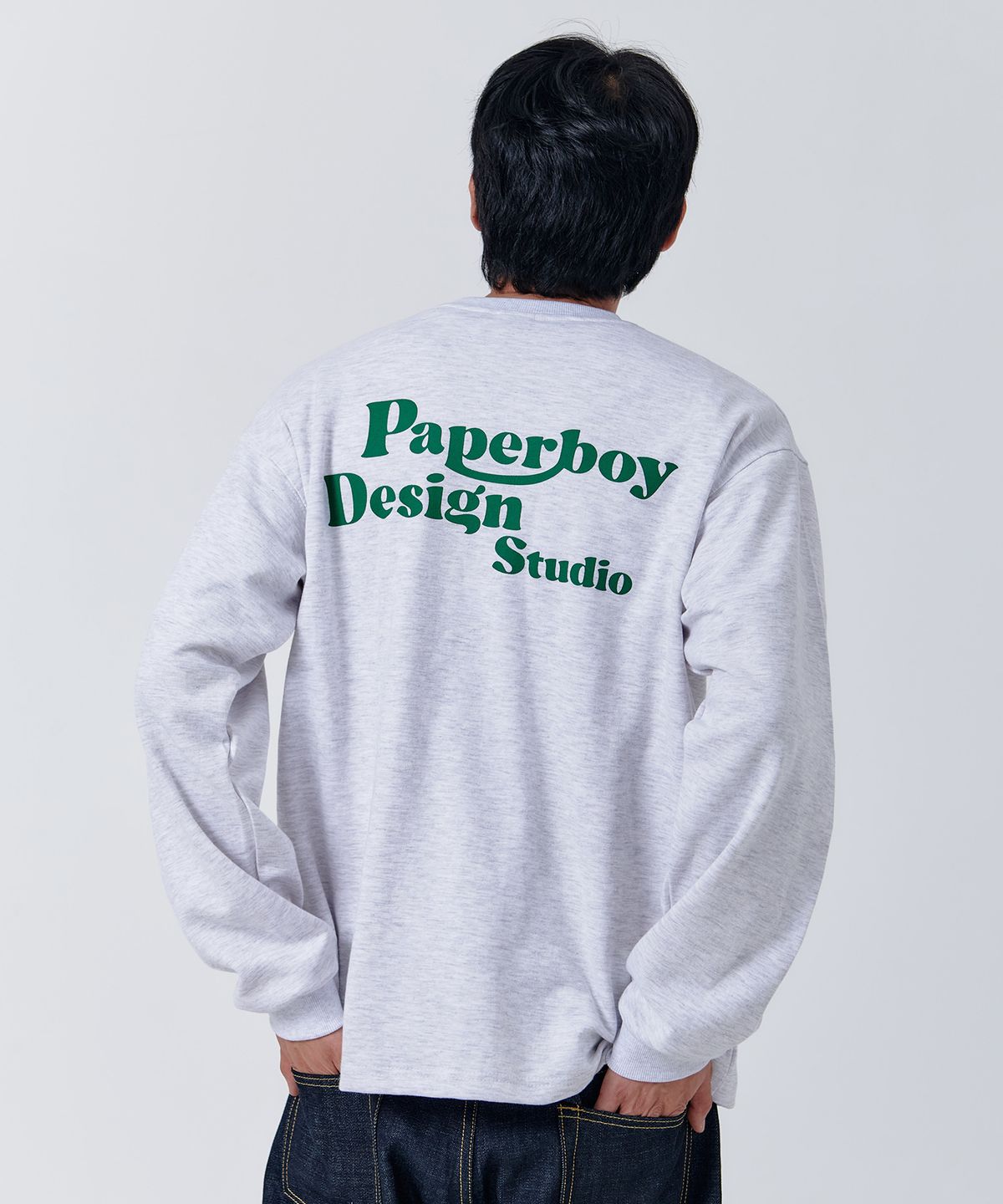 페이퍼보이(PAPERBOY) 디자인 스튜디오 긴팔티셔츠-화이트멜란지