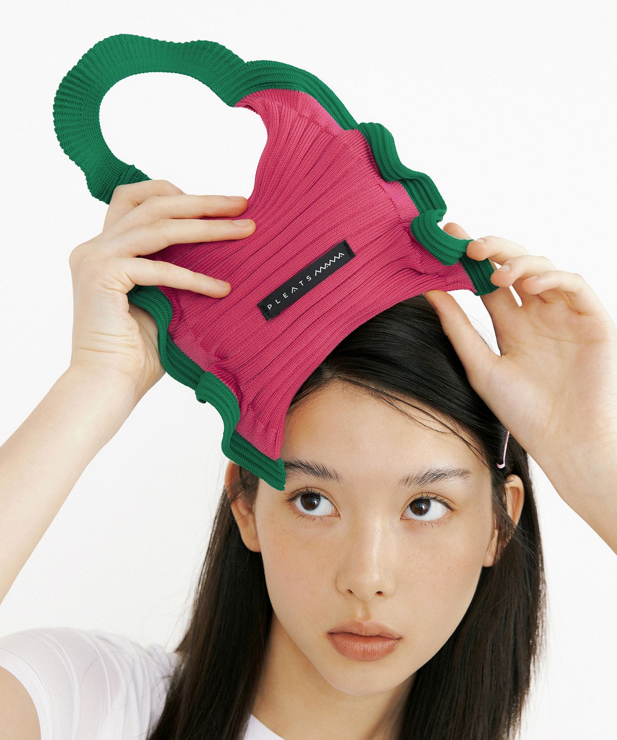 플리츠마마(PLEATSMAMA) 러플 미니토트백 핑크그린