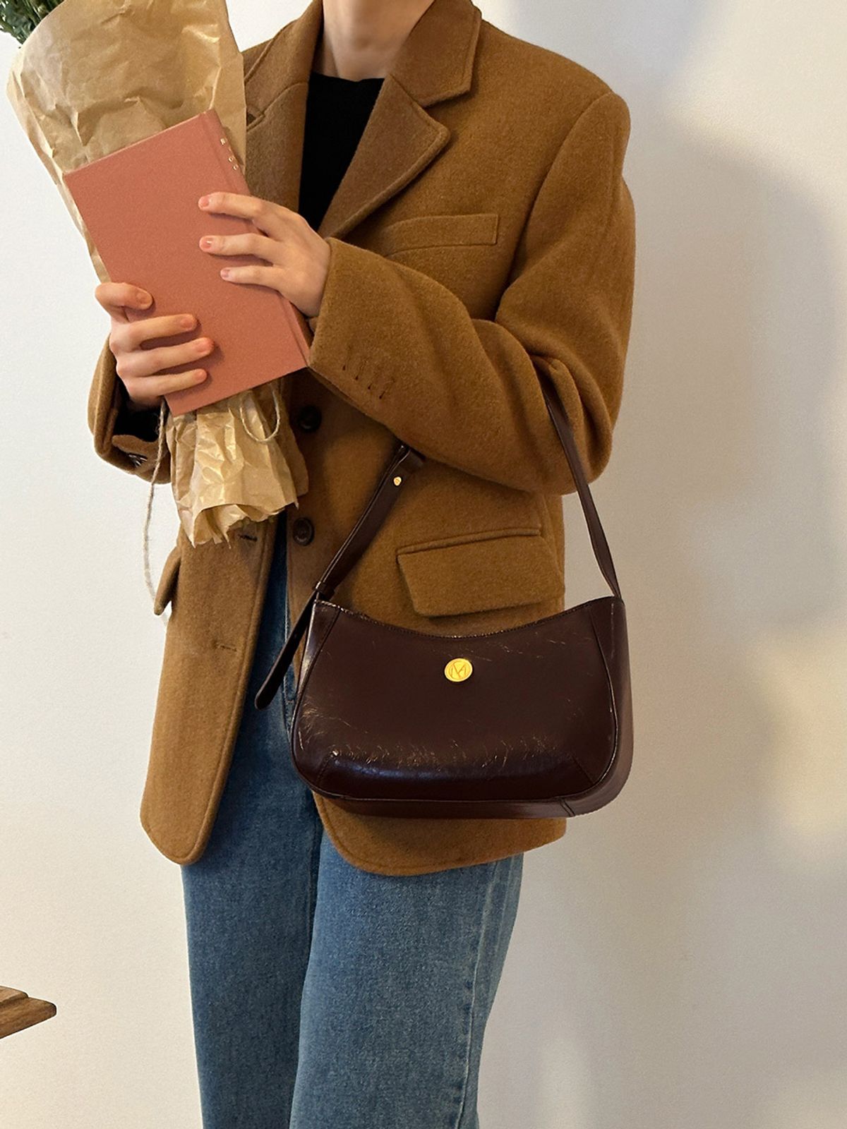 꼬떼드무아(COTEDEMOI) Ecrin shoulder bag - Chocolate brown