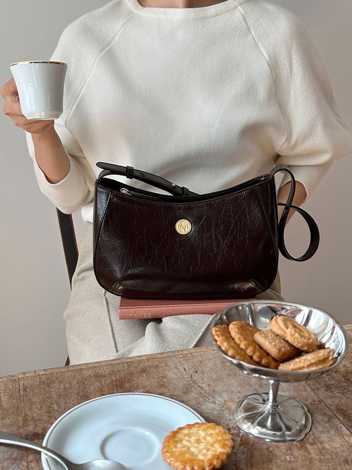 꼬떼드무아(COTEDEMOI) Ecrin shoulder bag - Chocolate brown